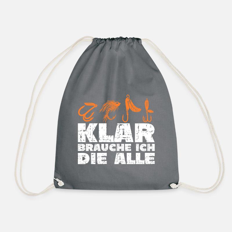 Angler Anglerin lustiger Spruch - Turnbeutel - Grau