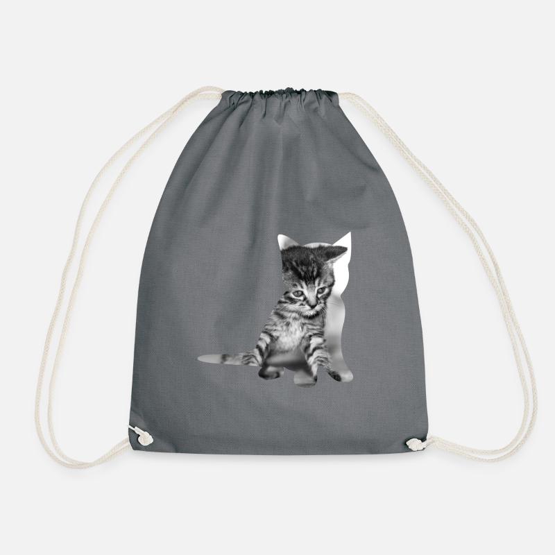 Cat baby Cute - Drawstring Bag - grey