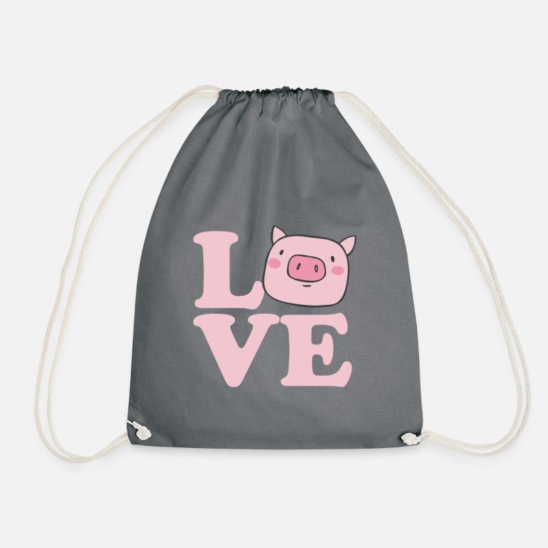 Ich liebe Schweine - Turnbeutel - Grau