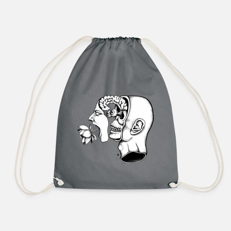 Split Screaming Head - Drawstring Bag - grey