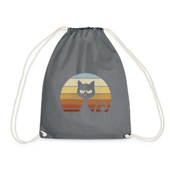 Grummelige Retro Katze Vintage Sunset Silhouette - Turnbeutel - Grau - Vorne