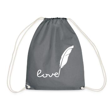 Feather Love - Drawstring Bag - grey - Front