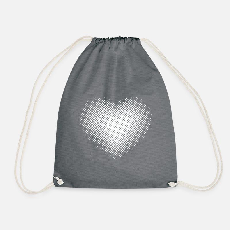 The White Dots Heart - Drawstring Bag - grey
