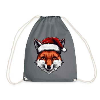 Fuchs Kopf Weihnachten Portät - Turnbeutel - Grau - Vorne