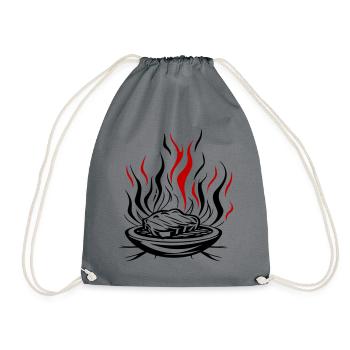 Grill Flame Meat Bbq - Drawstring Bag - grey - Front