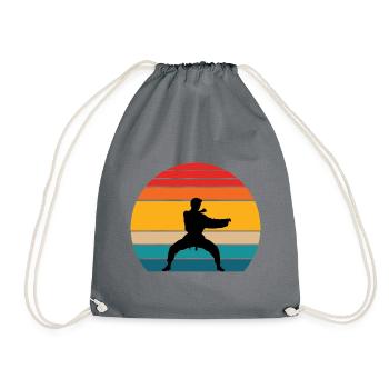 Vintage Retro Karate - Turnbeutel - Grau - Vorne