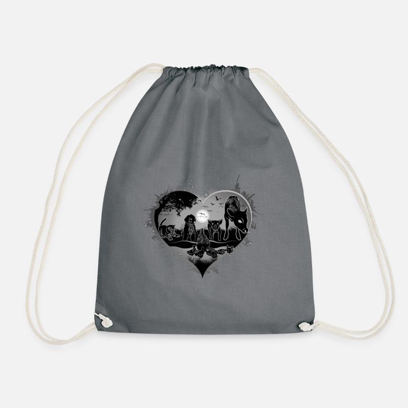 Vegan heart - Drawstring Bag - grey