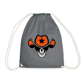 Kopf des Todes Hut Cowboy Star Kran - Turnbeutel - Grau - Vorne