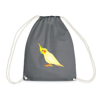 Realistic yellow cockatiel with red cheeks - Drawstring Bag - grey - Front