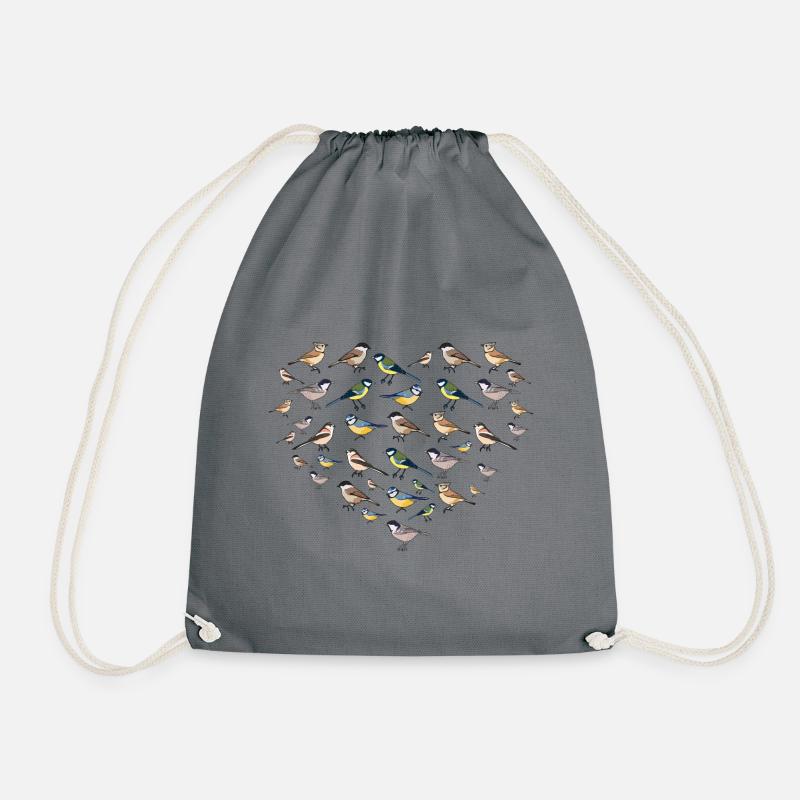 Heart Birds - Turnbeutel - Grau