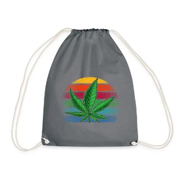 Retro Vintage Cannabis - Turnbeutel - Grau - Vorne