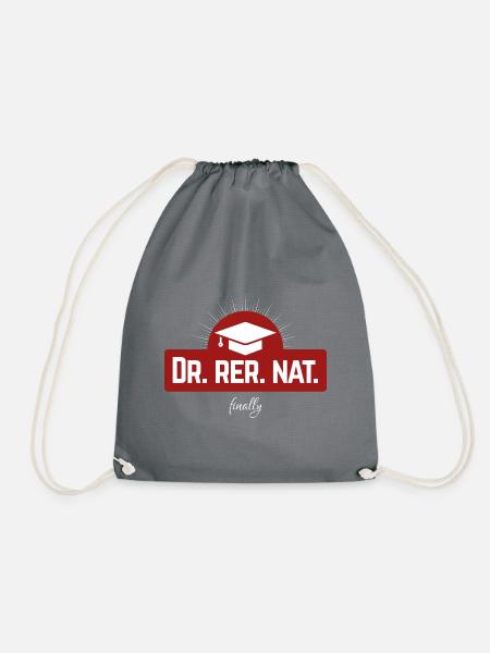 Dr. rer. nat. finally - endlich Doktor - Turnbeutel - Grau