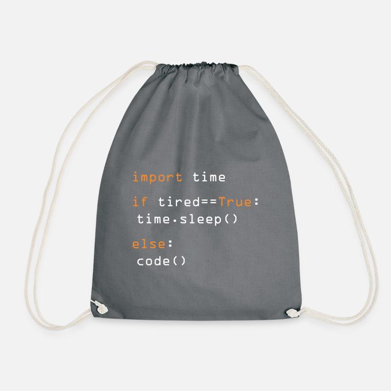 Python Code Import Sleep Tired Loop - Turnbeutel - Grau