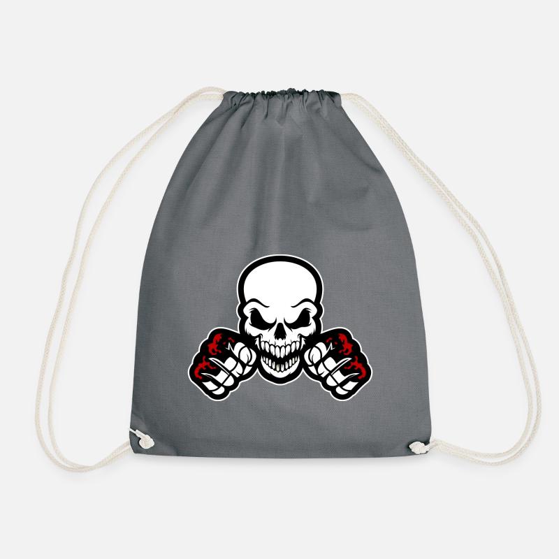 MMA Skull - White Gloves - Turnbeutel - Grau