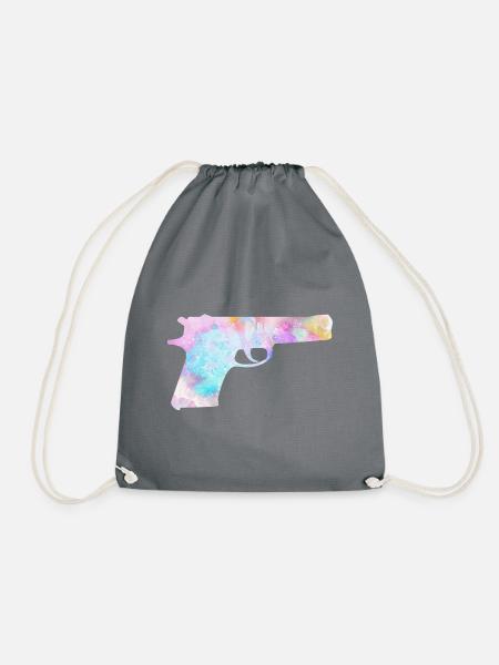 Bunte Waffe Pistole - Turnbeutel - Grau