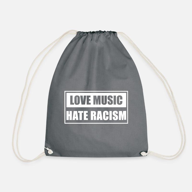 Love Music, Hate Racism - Drawstring Bag - grey