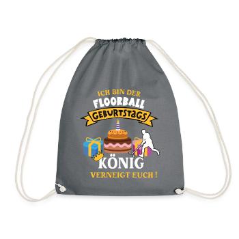 Floorball König Geburtstag Spieler Trainer Hockey - Turnbeutel - Grau - Vorne