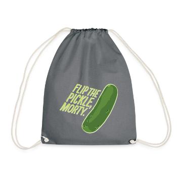 Rick And Morty Flip The Pickle Quote - Drawstring Bag - grey - Front