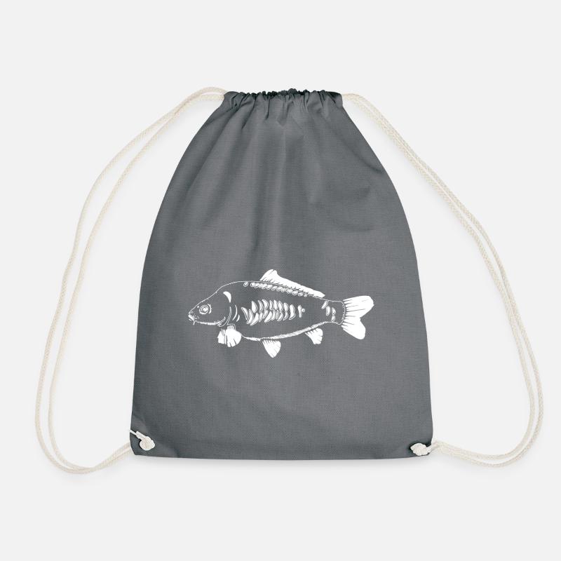 last litter - white carp - carp - Drawstring Bag - grey