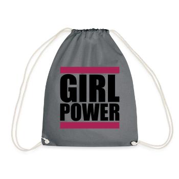 girl power text spruch cool weiblich frau maedchen - Turnbeutel - Grau - Vorne
