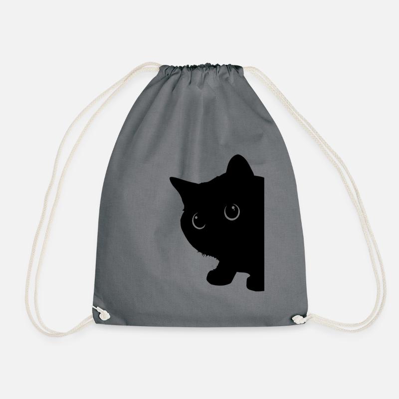 Black kitty - Drawstring Bag - grey