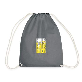 Halb Mensch halb Bier Biertrinker Bierliebhaber - Turnbeutel - Grau - Vorne