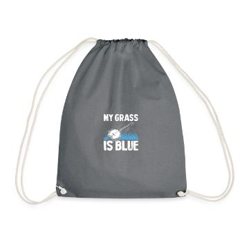 My grass is blue Country Bluegrass Banjo Player - Drawstring Bag - grey - Front