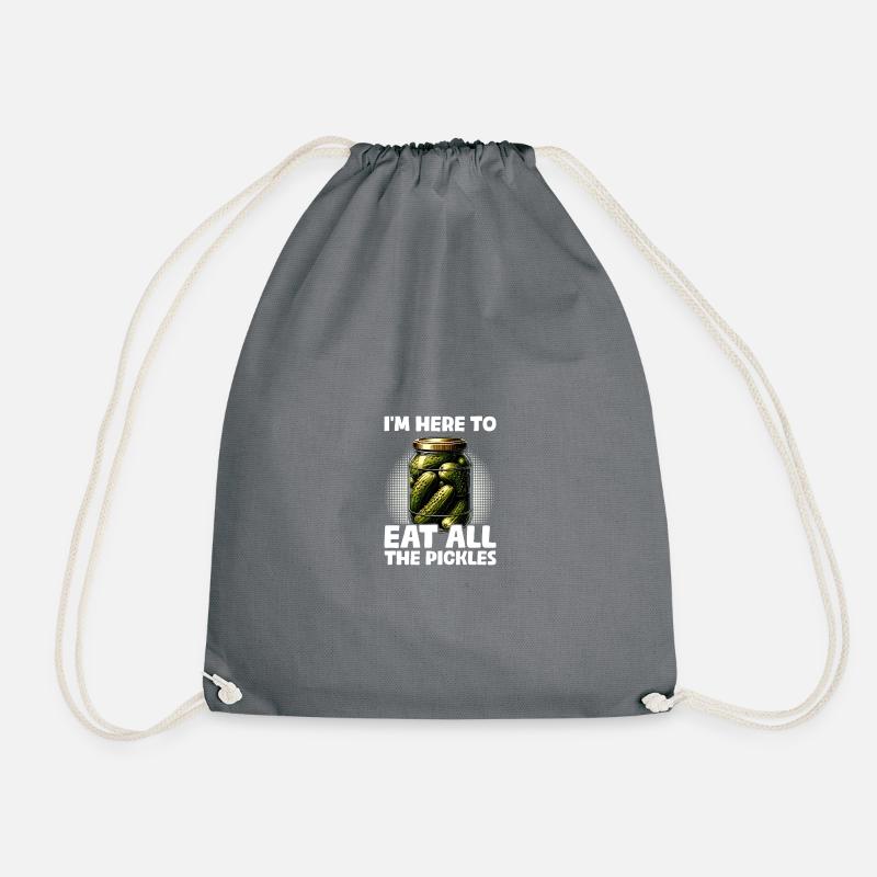 Here to eat Funny Cucumber Pickle Cucumber Lovers - Drawstring Bag - grey