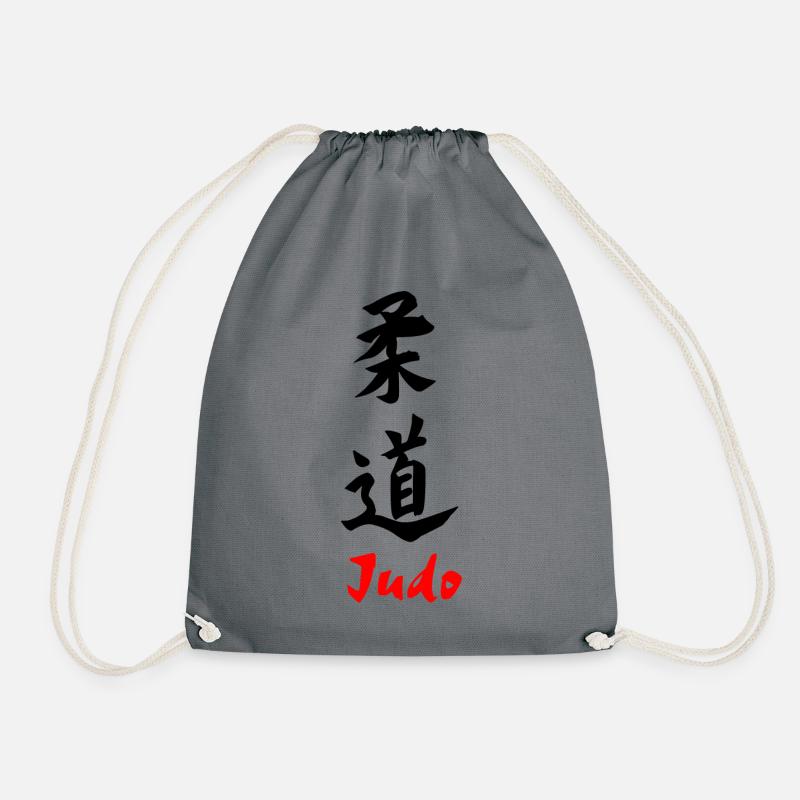 Judo-Kanji schwarz mit Text unter 'JUDO'' - Turnbeutel - Grau