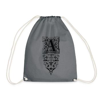 Buchstabe-A-verziert-ornamente-1.png - Turnbeutel - Grau - Vorne