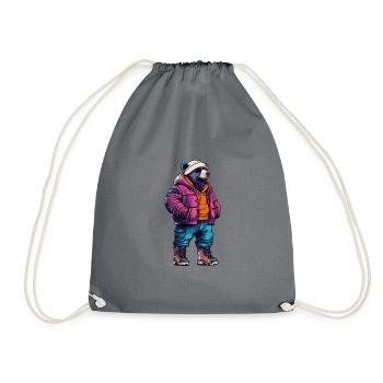 Bear Funny Winter - Drawstring Bag - grey - Front