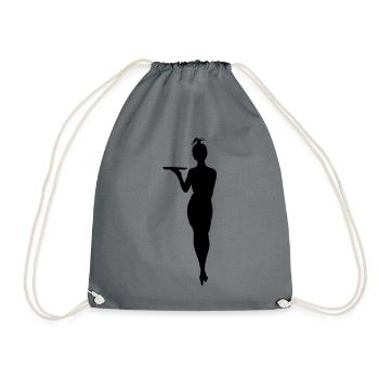 Challenging waitress with tray shadow figure - Drawstring Bag - grey - Front