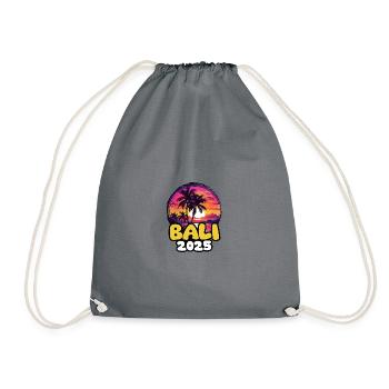 Bali 2025 Palm Trees Multicolored - Drawstring Bag - grey - Front