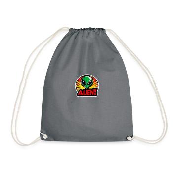 Alien Comic Sticker Explosion Design - Drawstring Bag - grey - Front