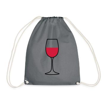 wine glass - Drawstring Bag - grey - Front