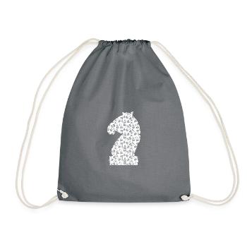 Pièce d’échecs Cheval Joueur d’échecs - Sac de sport léger - gris - Devant