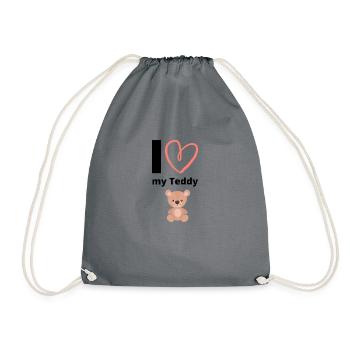 J’adore mon ours en peluche Ours en peluche coeur mignon - Sac de sport léger - gris - Devant