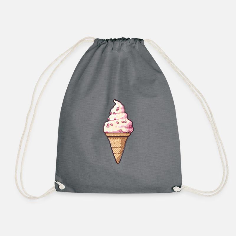 Ice Cream Pixel Symbol - Turnbeutel - Grau
