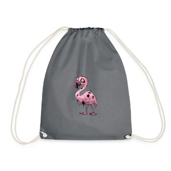 Flamingo Halloween Lustig Zombie - Turnbeutel - Grau - Vorne