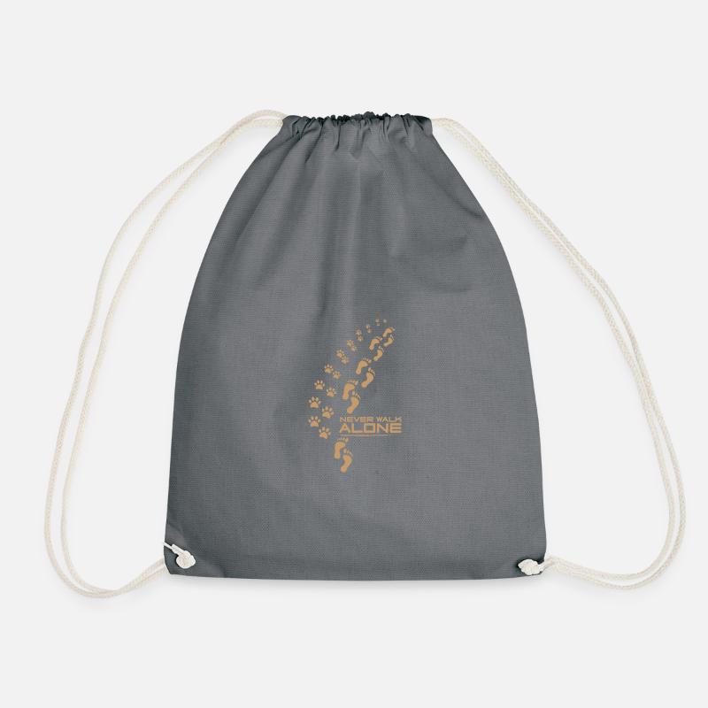 never walk alone dog - Drawstring Bag - grey