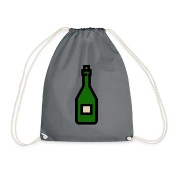 Wine bottle, bottle - Drawstring Bag - grey - Front