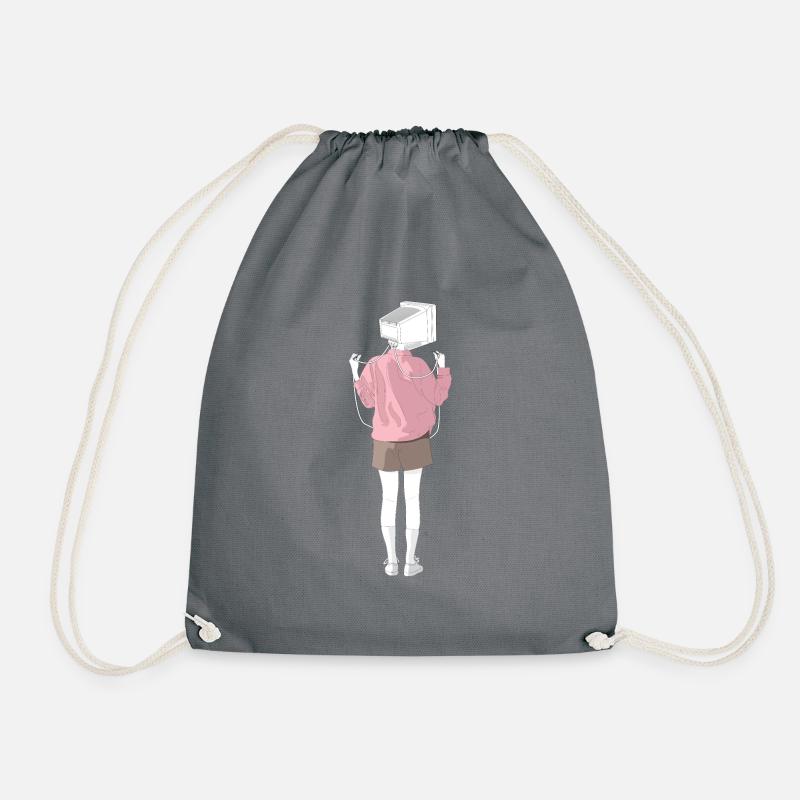 Coder shirt hair - Drawstring Bag - grey