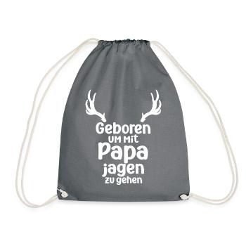Geboren um mit Papa jagen zu gehen Nachwuchsjäger - Turnbeutel - Grau - Vorne