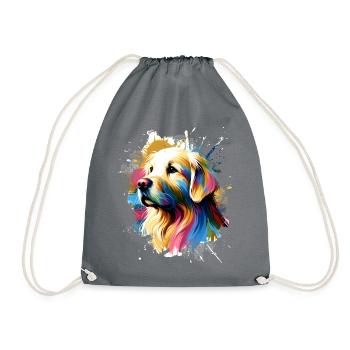 Bunter Hund Kunstwerk Hunde - Turnbeutel - Grau - Vorne