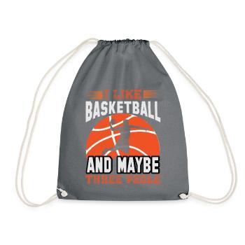 I Like Basketball and Maybe Three People - Drawstring Bag - grey - Front