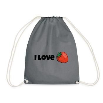 I love strawberries fruits fruit delicious gift - Drawstring Bag - grey - Front