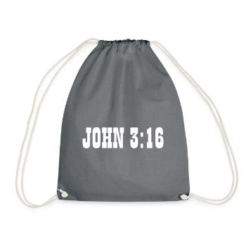 John 3:16 BIble Verse KJV - Drawstring Bag - grey - Front