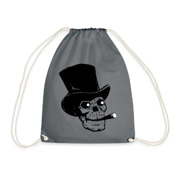 Crâne avec chapeau et cigare - Sac de sport léger - gris - Devant