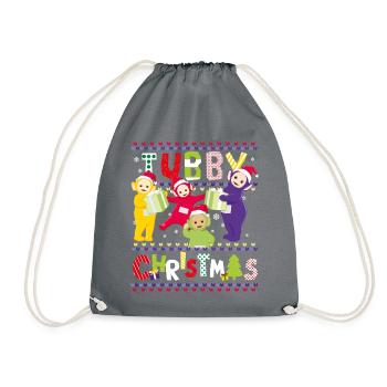 Teletubbies Tubby Christmas Ugly Christmas Design - Drawstring Bag - grey - Front