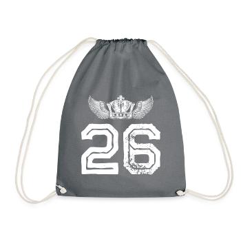 26 Number crown - Drawstring Bag - grey - Front